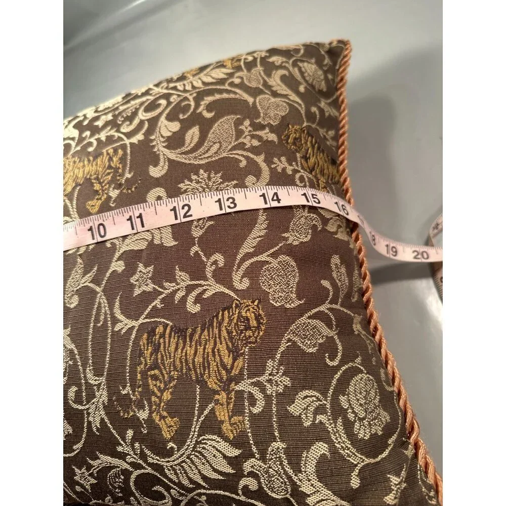 Dakota Bay Bengal Tiger Brocade Decorative Pillow Motif Rope Cushion Home